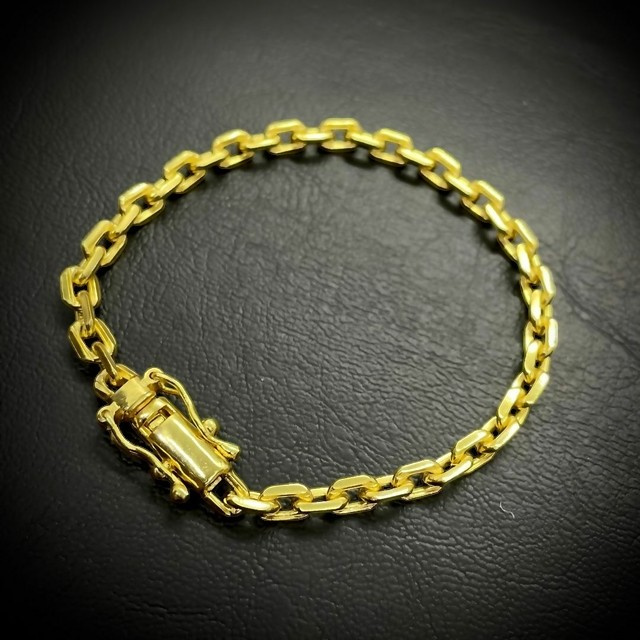 15356507459 Pulseira Cadeado 6Mm Fecho Marcacao 750 Banhado A Ouro 18K5