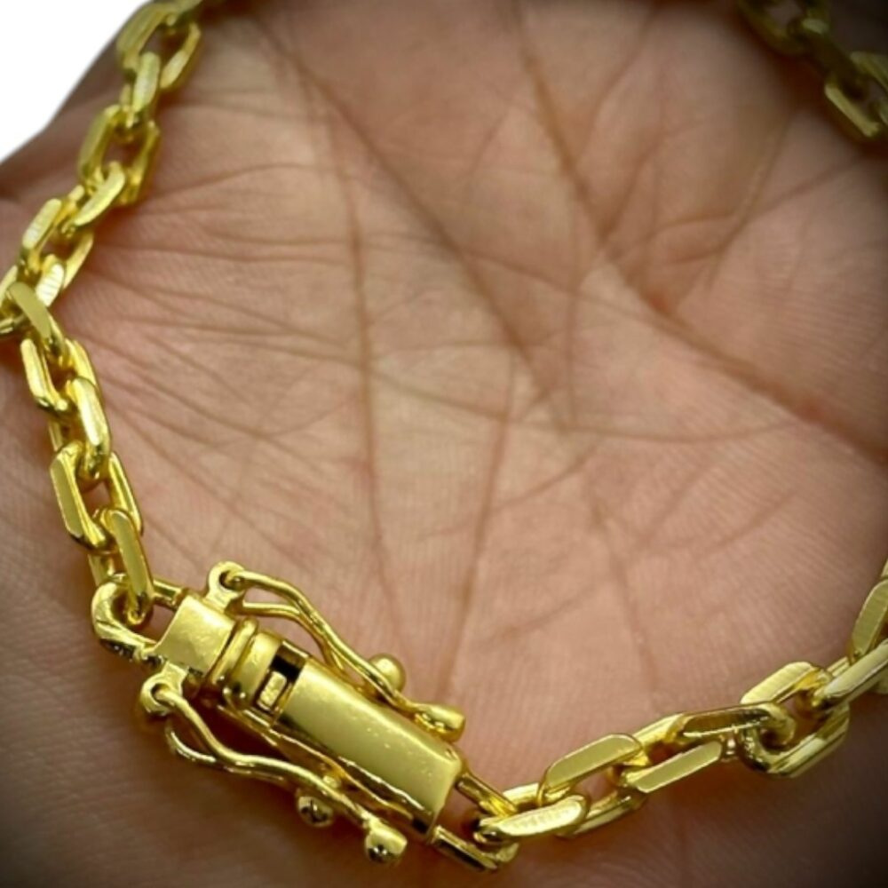 Pulseira Cadeado 6Mm Fecho 750 Banhado A Ouro 18K - Imagem 4