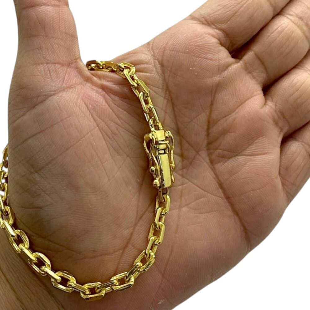 Pulseira Cadeado 6Mm Fecho 750 Banhado A Ouro 18K - Imagem 6