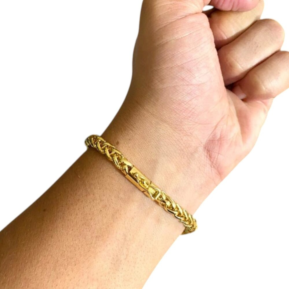 Pulseira Peruana 7Mm Banhado A Ouro 18K - Imagem 2