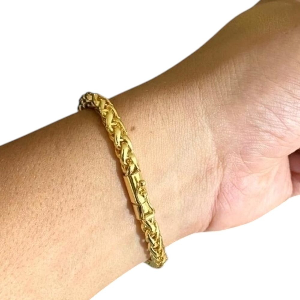 Pulseira Peruana 7Mm Banhado A Ouro 18K - Imagem 3