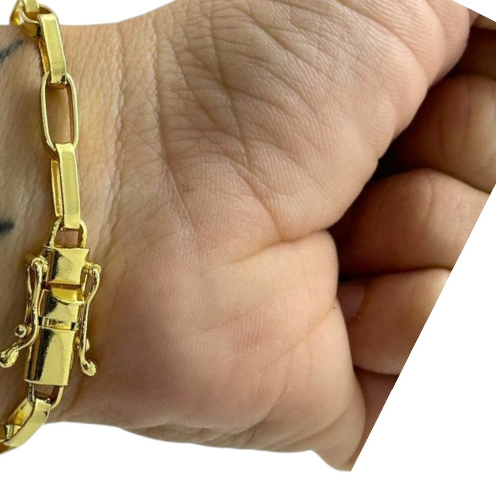 Pulseira Tijolinho 6Mm Banhado A Ouro 18K Masculina - Imagem 4