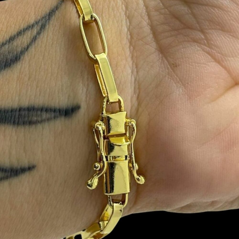 Pulseira Tijolinho 6Mm Banhado A Ouro 18K Masculina - Imagem 3