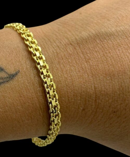 Pulseira Cadeado Duplo 6mm Banhado a Ouro 18K
