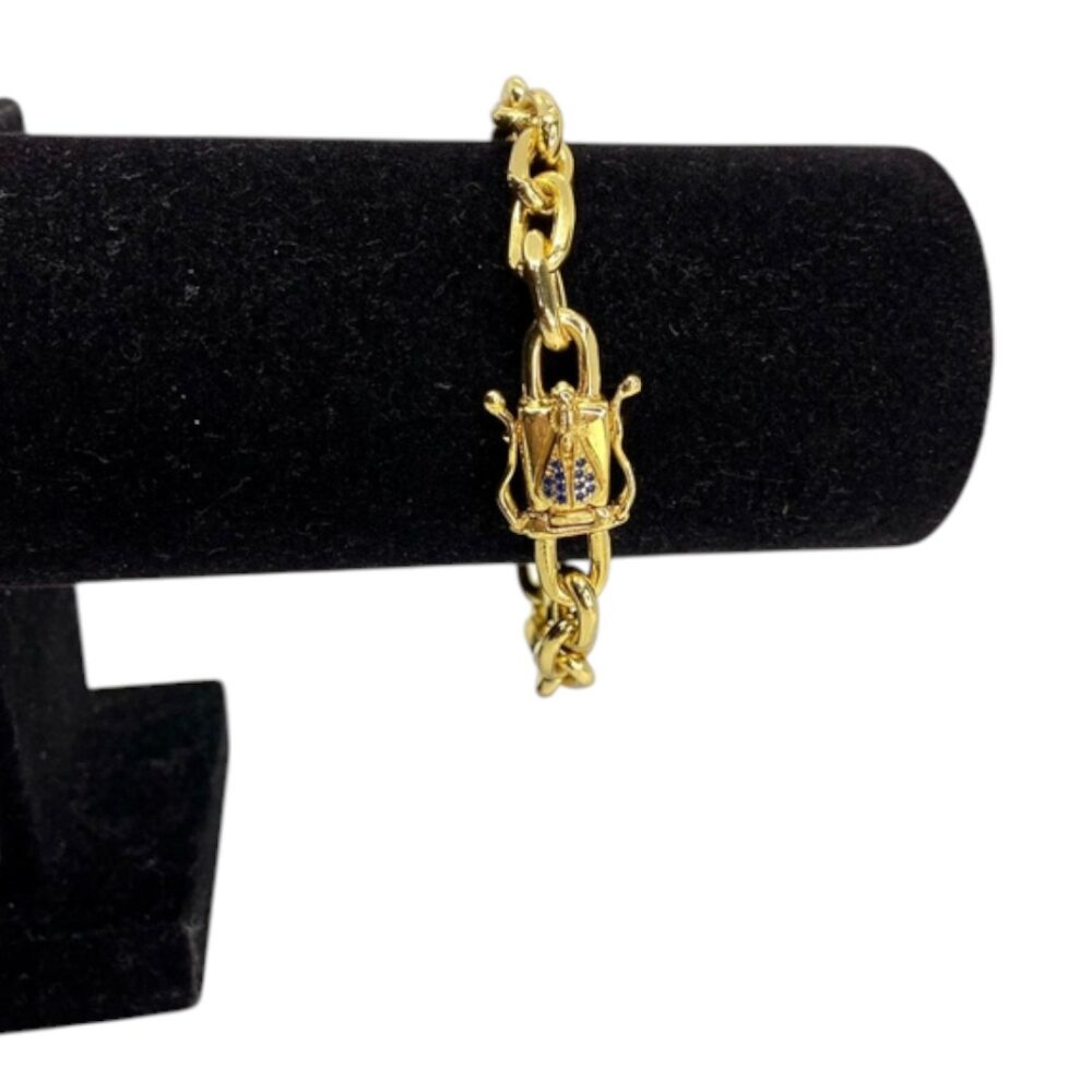 Pulseira Cadeado 10Mm Nossa Senhora Banhado A Ouro 18K - Imagem 2