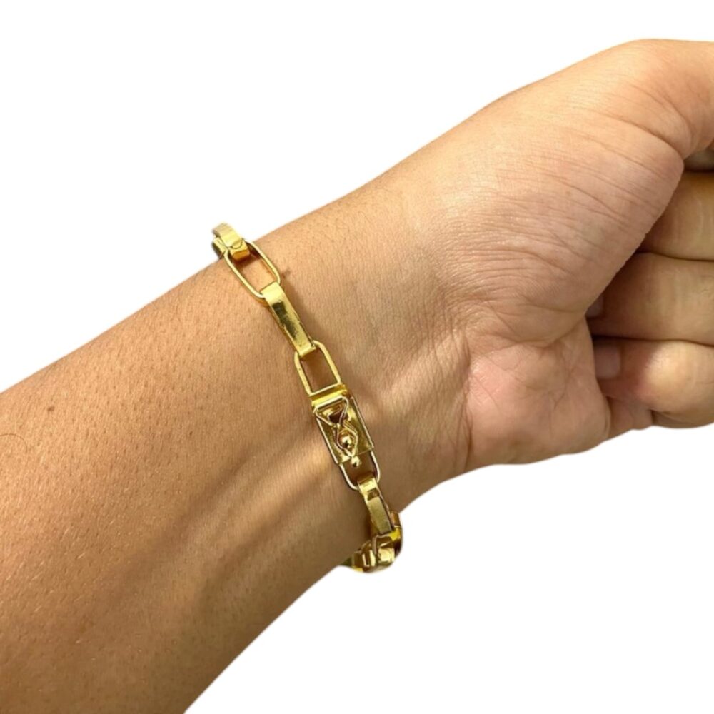 Pulseira Tijolinho 10Mm Banhado A Ouro 18K Premium - Imagem 3