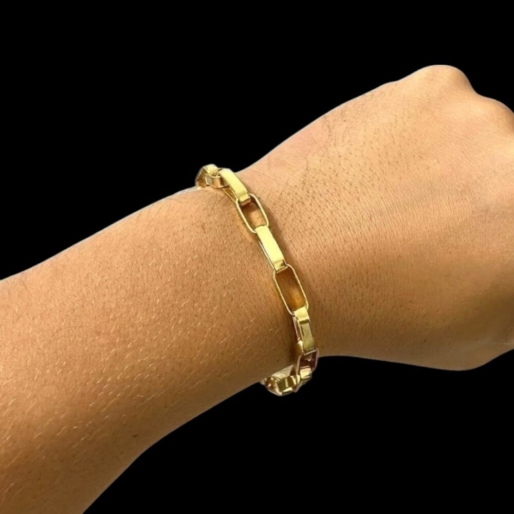 Pulseira Tijolinho 10Mm Banhado A Ouro 18K Premium