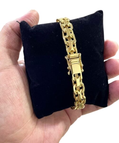 Pulseira Cadeado Duplo 10mm Banhado a Ouro 18K 750