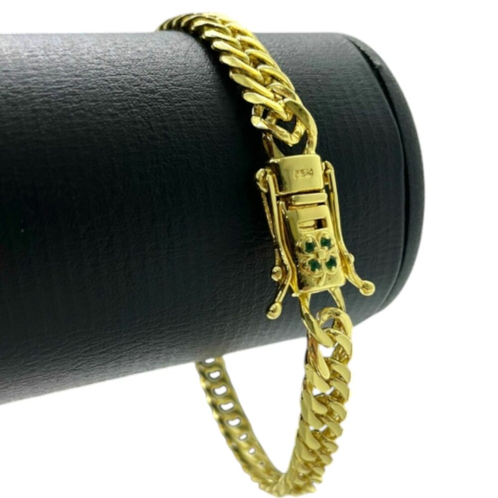 Pulseira Grumet 7Mm Trevo Sorte Banhado A Ouro 18K - Imagem 2