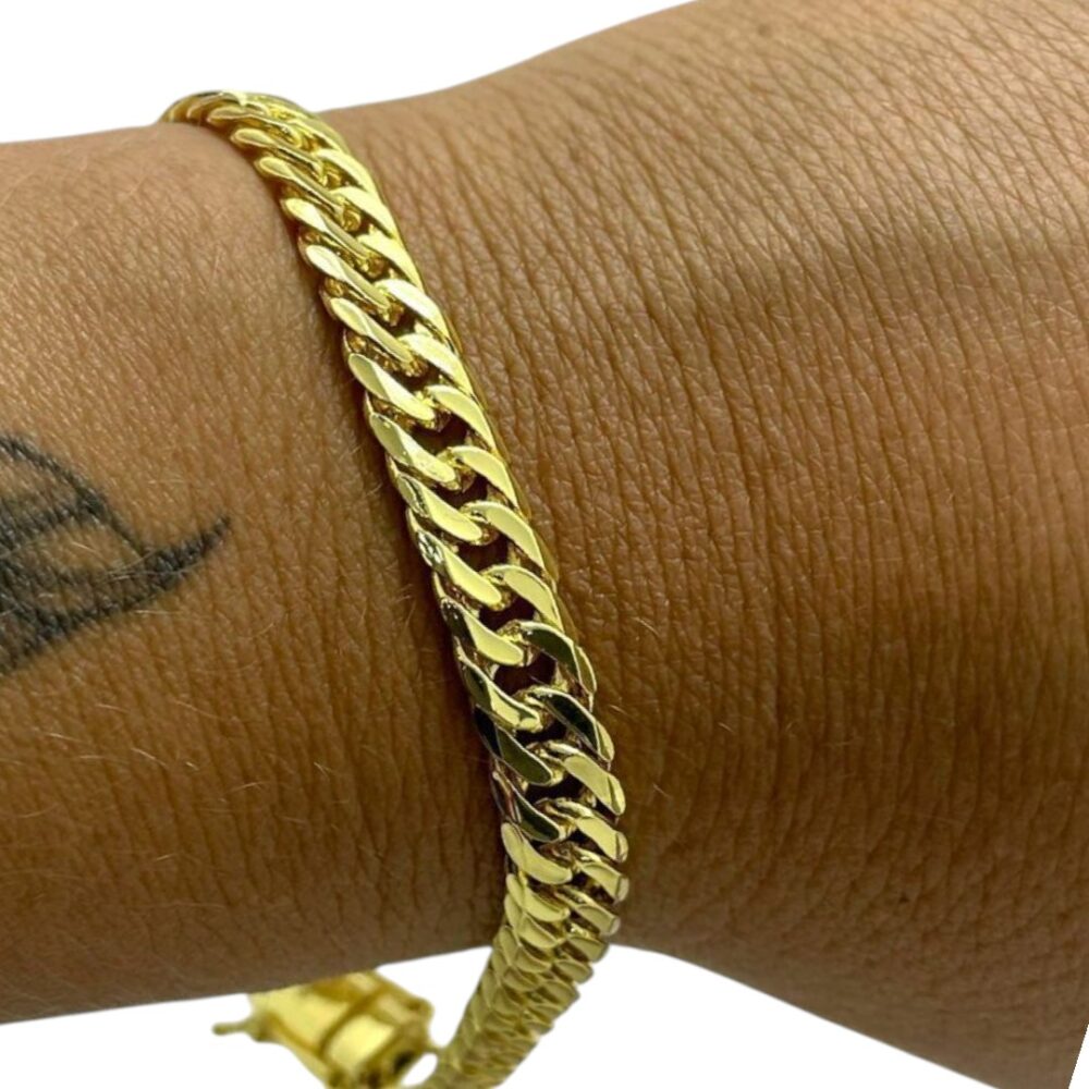 Pulseira Grumet 7Mm Trevo Sorte Banhado A Ouro 18K - Imagem 3
