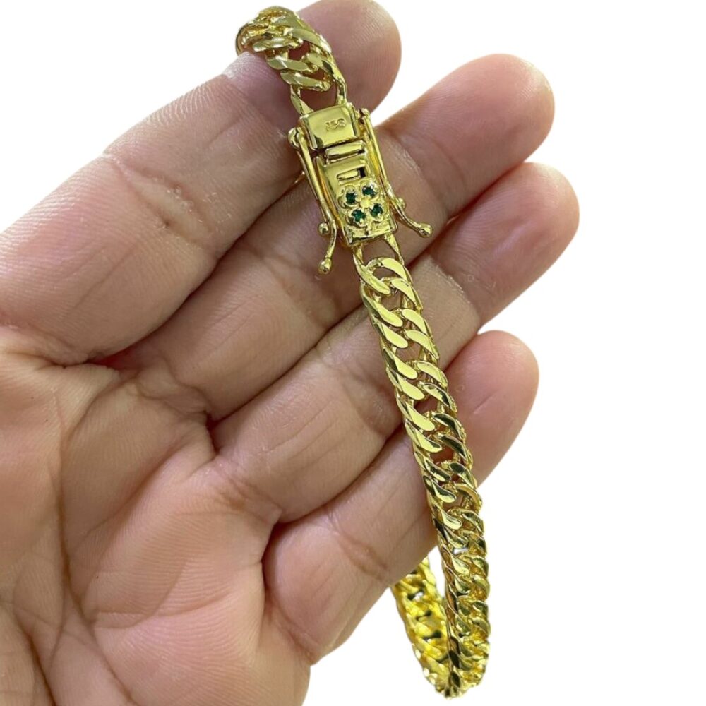 Pulseira Grumet 7Mm Trevo Sorte Banhado A Ouro 18K - Imagem 4