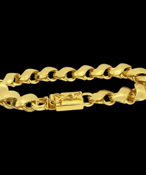Pulseira Friso S Dupla Face 13mm Banhado a Ouro 18K 40g