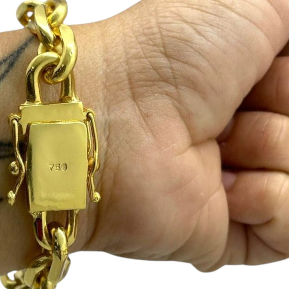 Pulseira Cadeado 14Mm Banhado A Ouro 18K Masculina - Imagem 3