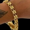 15356534868 Pulseira Tijolinho Duplo 12Mm Fecho Premium Marcacao 750 Banhado A Ouro 18K Lancamento4