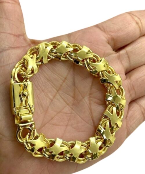 Pulseira Friso X 13mm Banhado a Ouro 18K Luxo