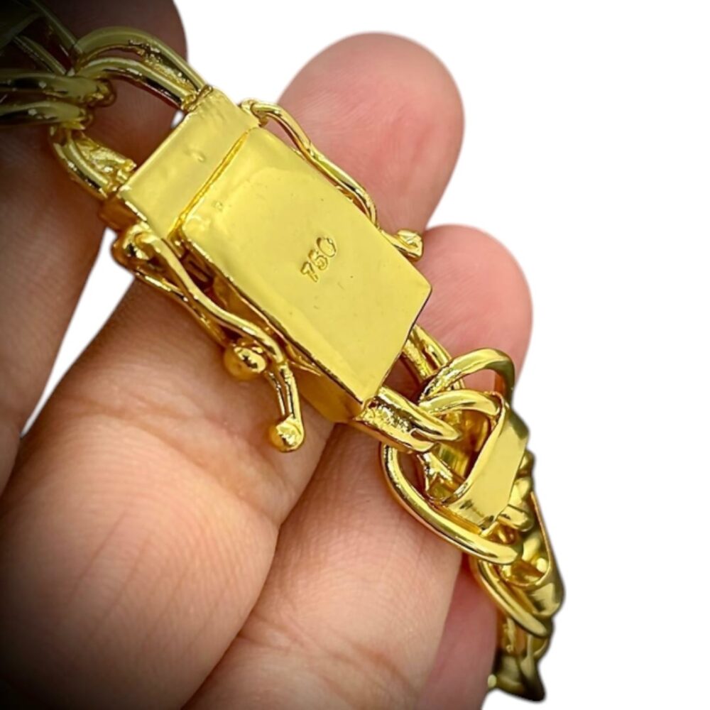 Pulseira Dubai 15Mm Banhado A Ouro 18K Luxo 750 - Imagem 4