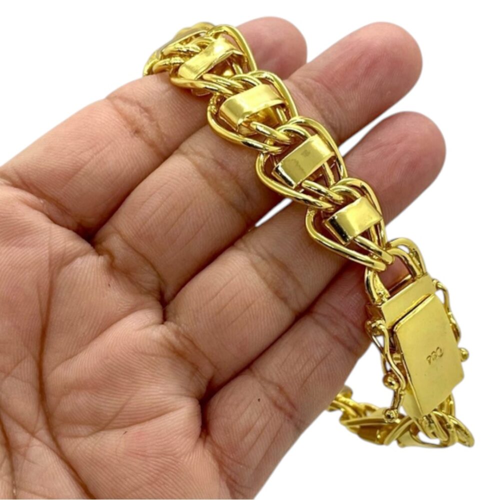Pulseira Dubai 15Mm Banhado A Ouro 18K Luxo 750 - Imagem 3