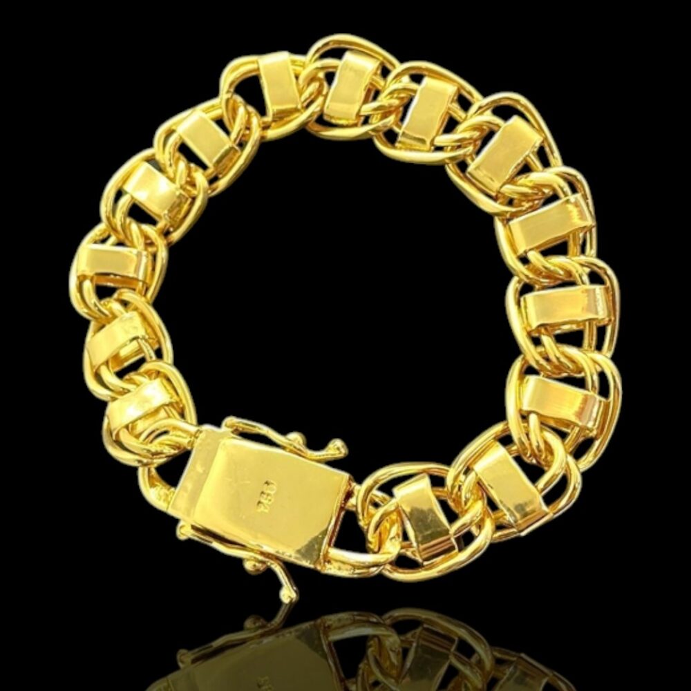 Pulseira Dubai 15Mm Banhado A Ouro 18K Luxo 750