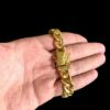 15356535577 Pulseira Pit Bull 13Mm Fecho Duplo Cravejado Mao Oracao Banhado A Ouro 18K P