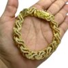 15356536846 Pulseira 12Mm Friso S Cravejada Em Pedras Brilhantes Banhado A Ouro 18K4