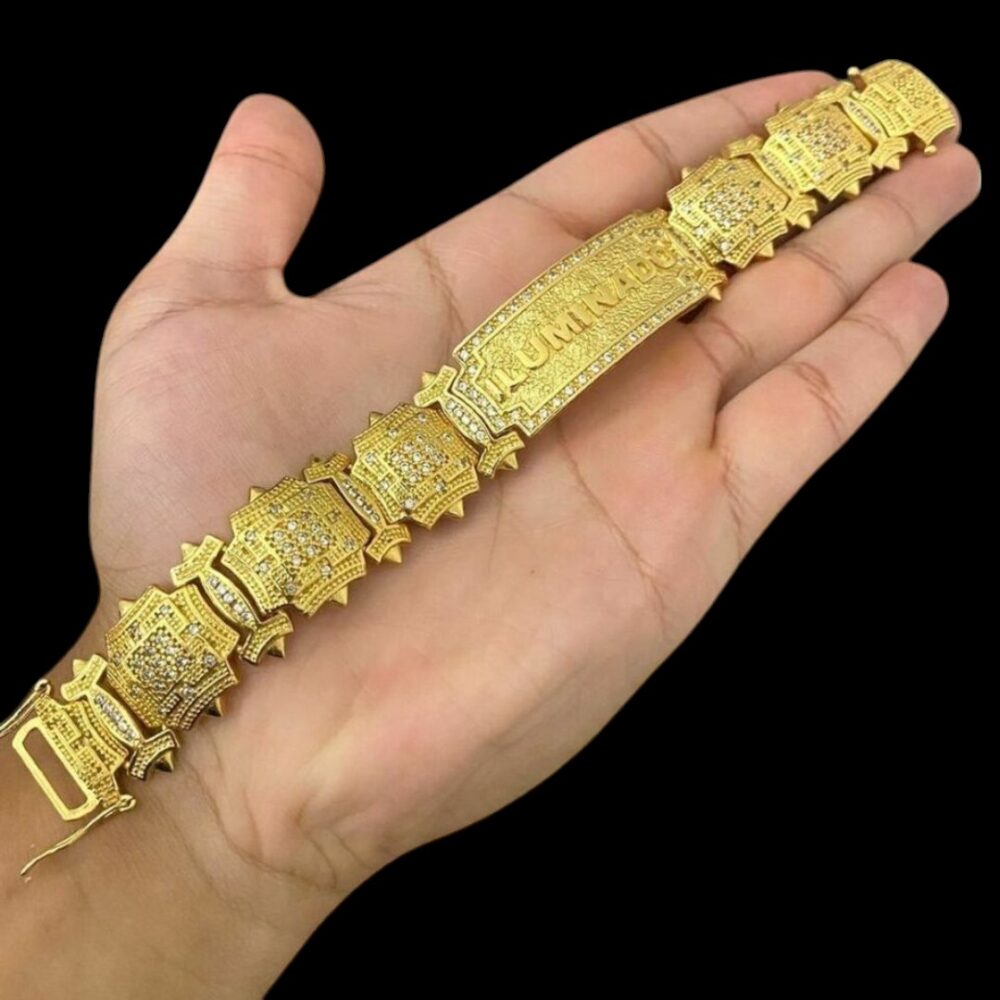 Pulseira Bracelete 18Mm Personalizado Iluminado Ouro 18K