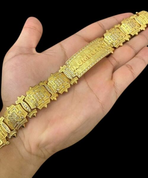 Pulseira Bracelete 18mm Personalizado Iluminado Ouro 18K