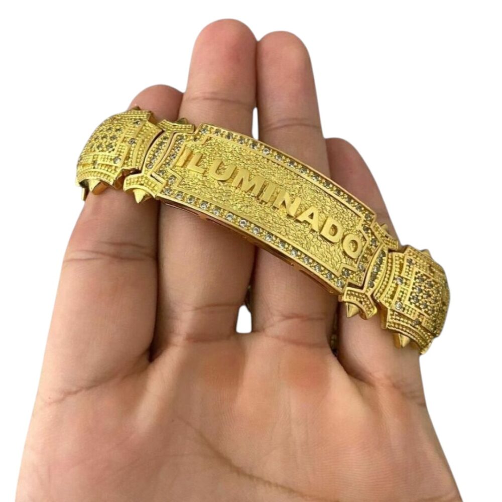 Pulseira Bracelete 18Mm Personalizado Iluminado Ouro 18K - Imagem 2