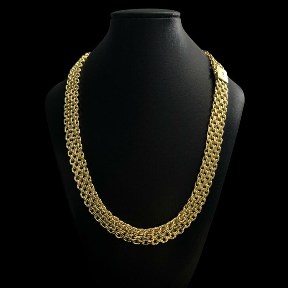 Cordão Cadeado Quádruplo 16Mm - Banhado A Ouro 18K
