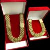 15357818565 Cordao Pulseira Cadeado Quadruplo 16Mm Banhado A Ouro 18K3