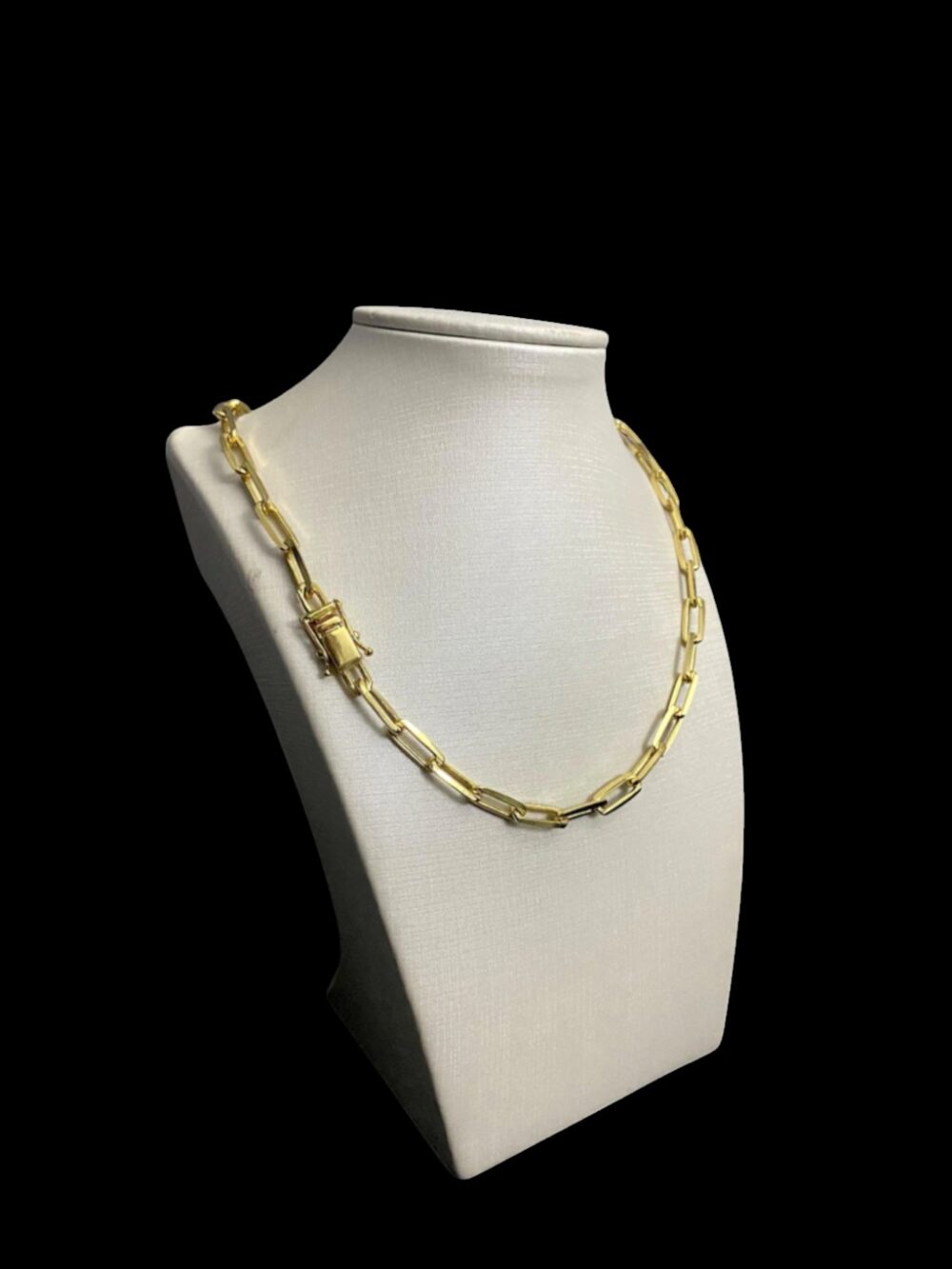 Cordão Feminino 7Mm Cadeado Alongado - Banhado A Ouro 18K