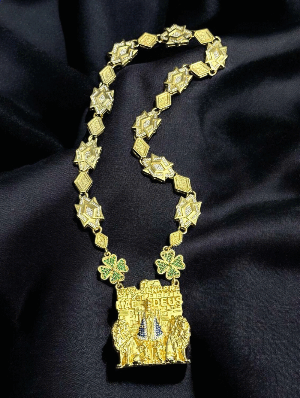 Cordão Nossa Senhora Mãe De Deus Banhado A Ouro 18K