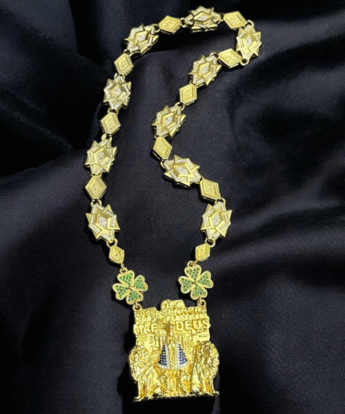 Cordão Nossa Senhora Mãe de Deus Banhado a Ouro 18k