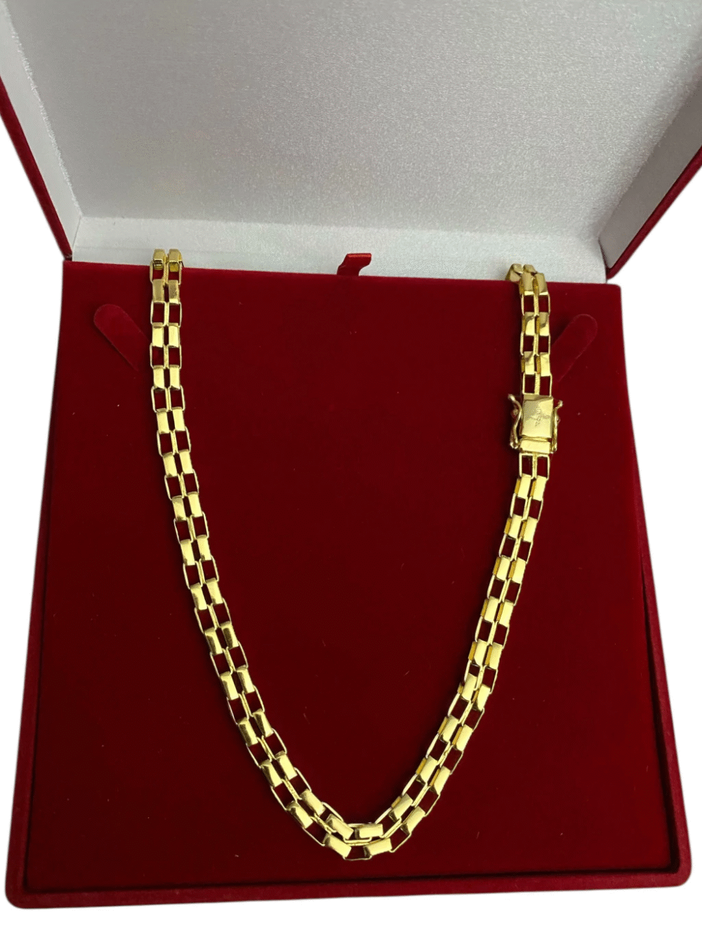 Cordão Tijolinho Duplo 12Mm Banhado A Ouro - Imagem 2