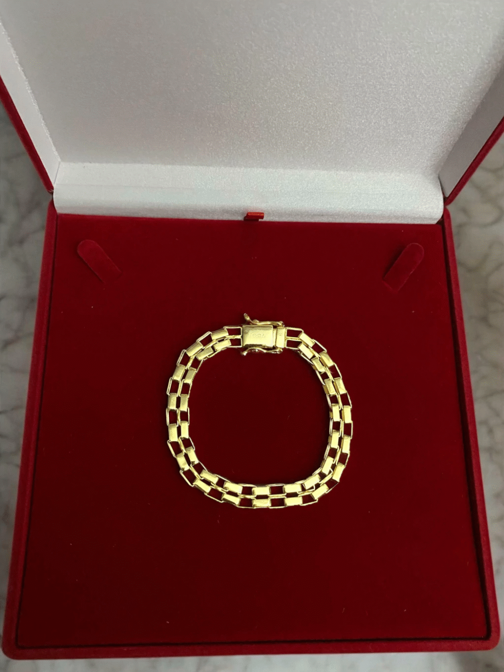 Pulseira Tijolinho Duplo 12Mm Banhado A Ouro - Imagem 4