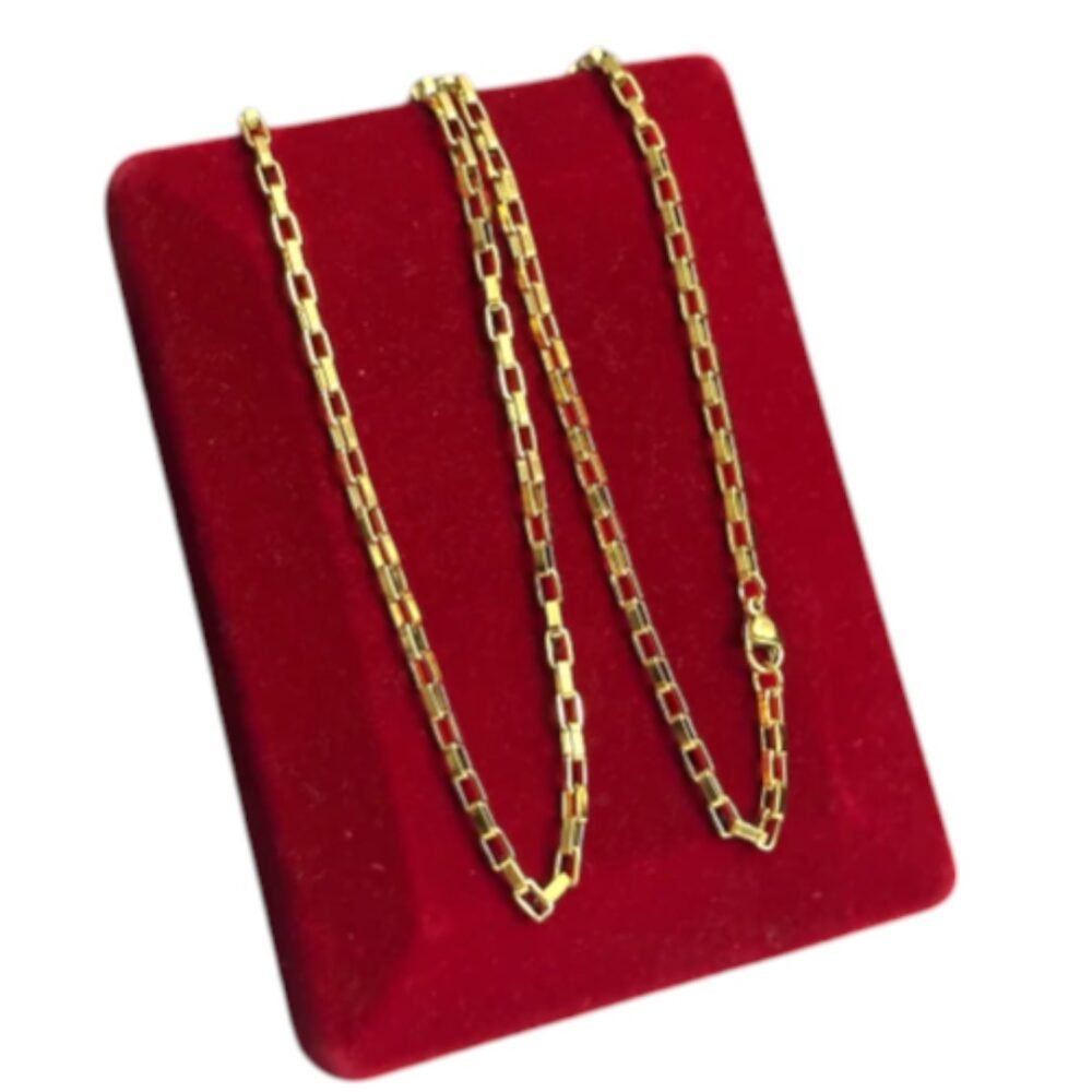 Cordão 3Mm Tijolinho + Pingente Cristo Placa Banhado A Ouro - Imagem 5