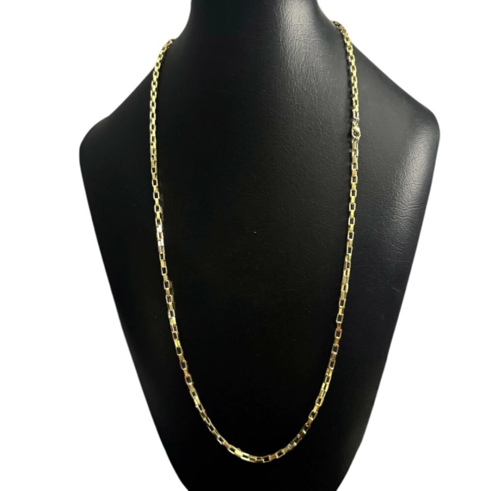 Cordão 3Mm Tijolinho + Pingente Cristo Placa Banhado A Ouro - Imagem 7