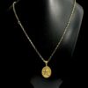 15365641579 Cordao 3 0 Tijolinho Pingente Cristo Placa Oval Banhado A Ouro 18K 2