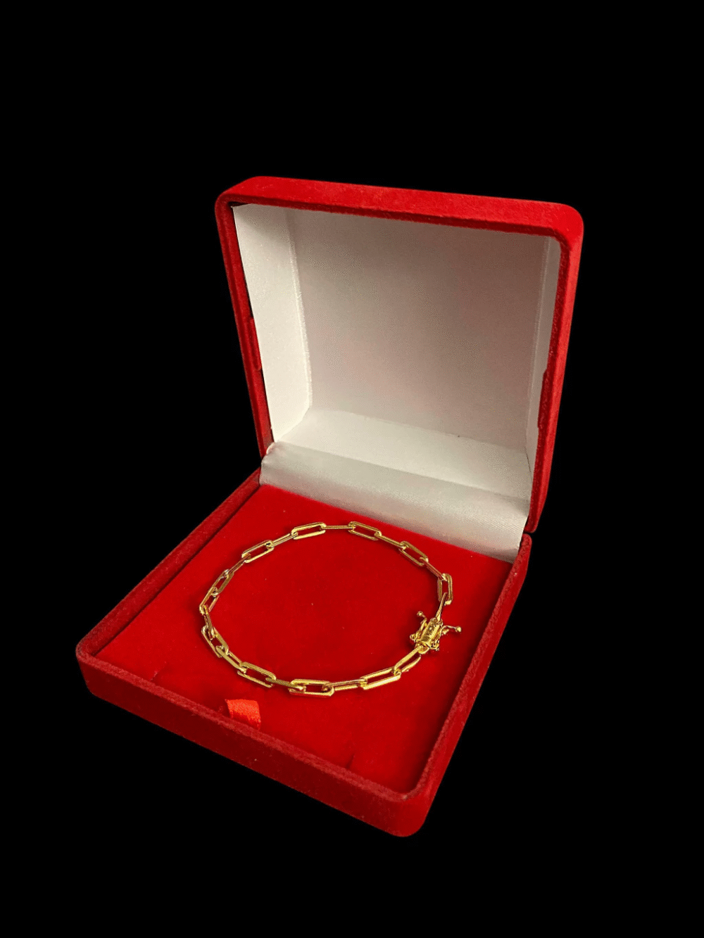Pulseira Cadeado Alongado 4Mm Banhada A Ouro 18K - Imagem 3