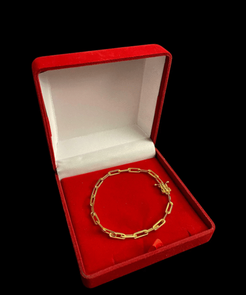 Pulseira Cadeado Alongado 4mm Banhada a Ouro 18k