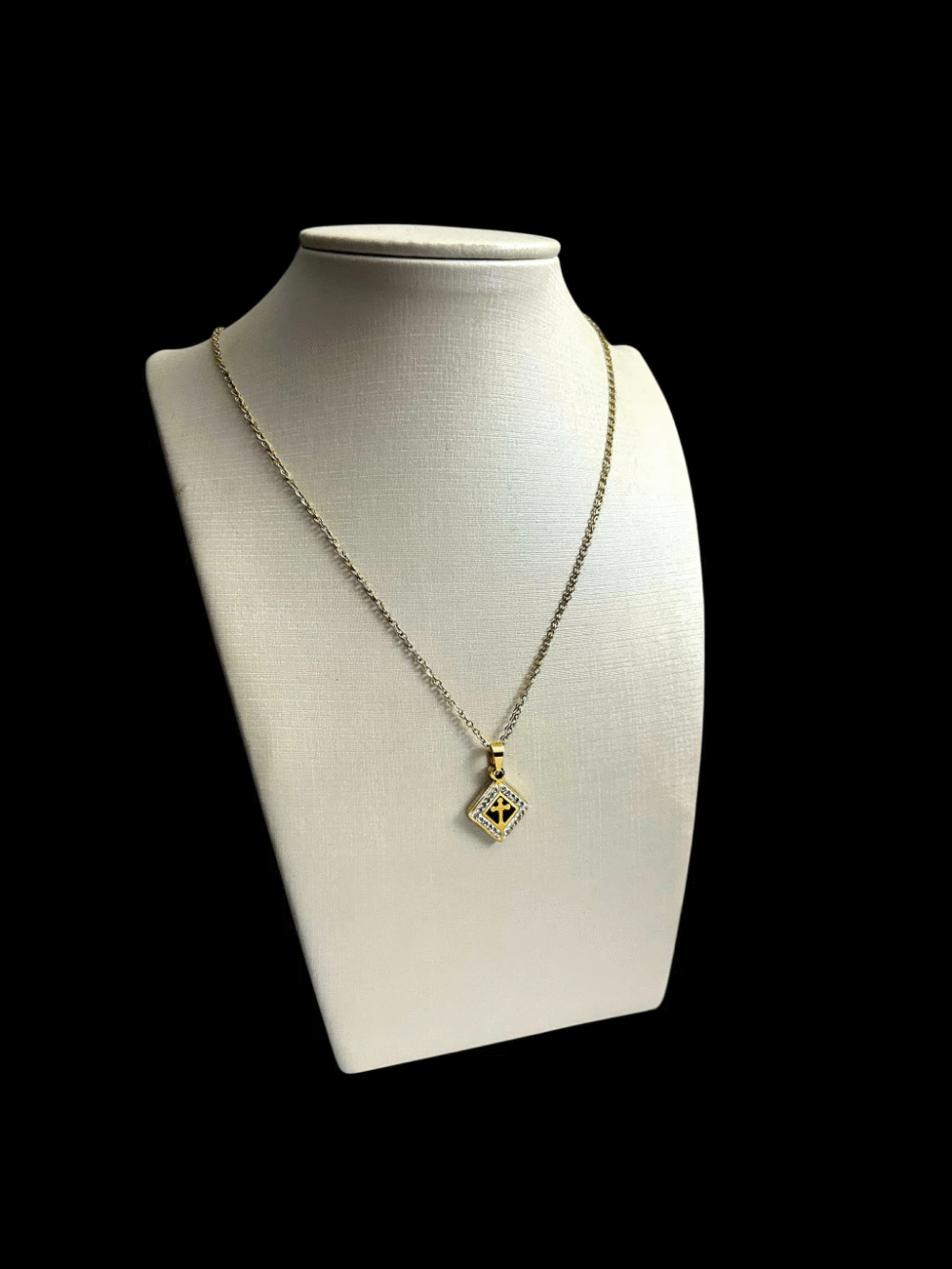 Cordão Cadeado + Cruz Feminino 1Mm - Banhado A Ouro 18K - Imagem 3