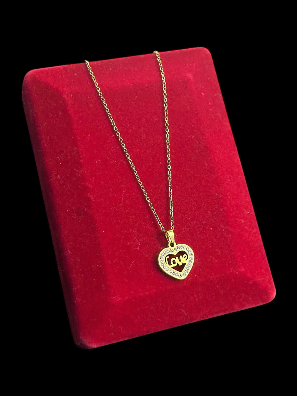 Cordão Feminino 1Mm + Pingente Coração Love - Banhado A Ouro - Imagem 4