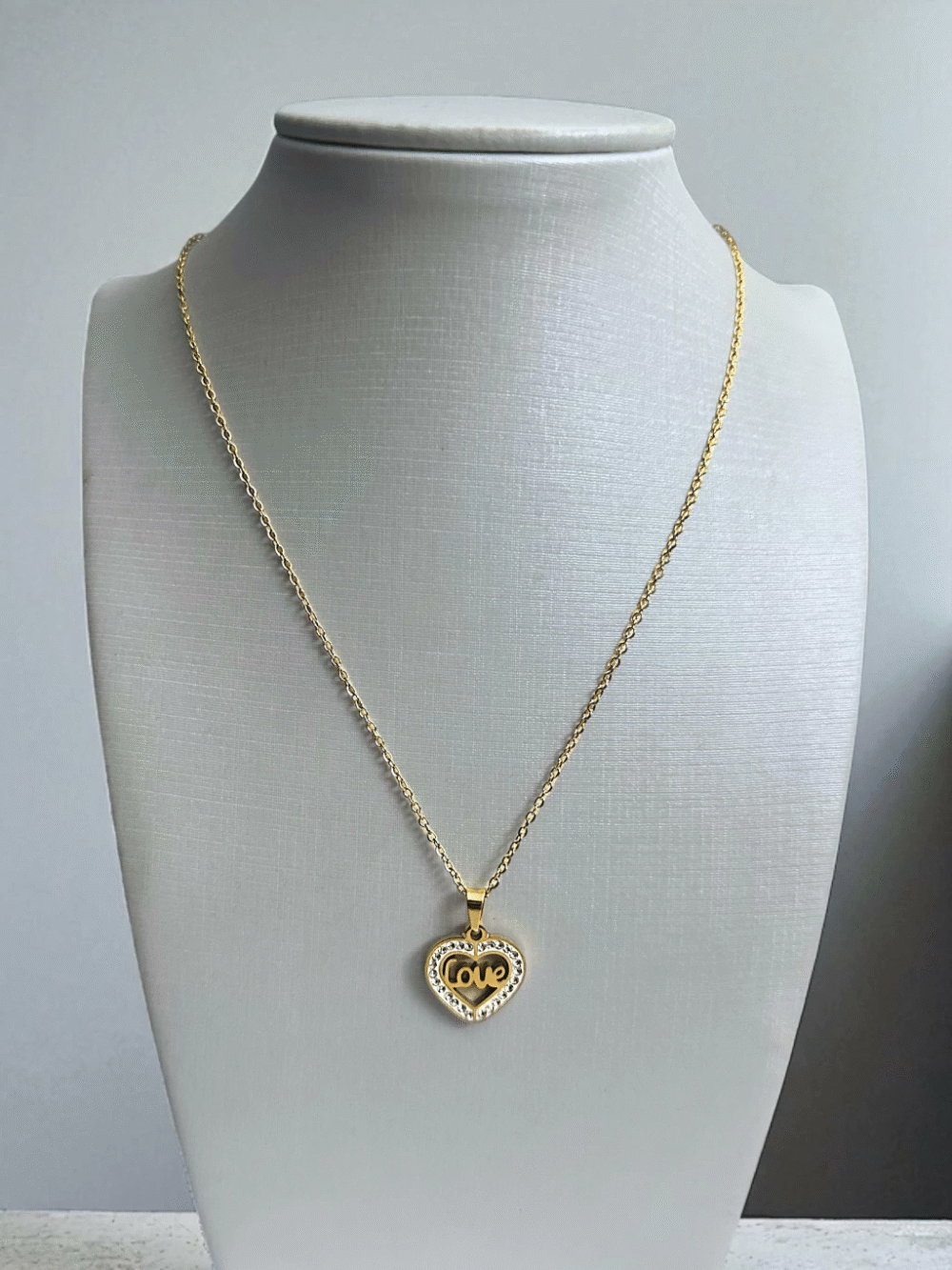 Cordão Feminino 1Mm + Pingente Coração Love - Banhado A Ouro - Imagem 2