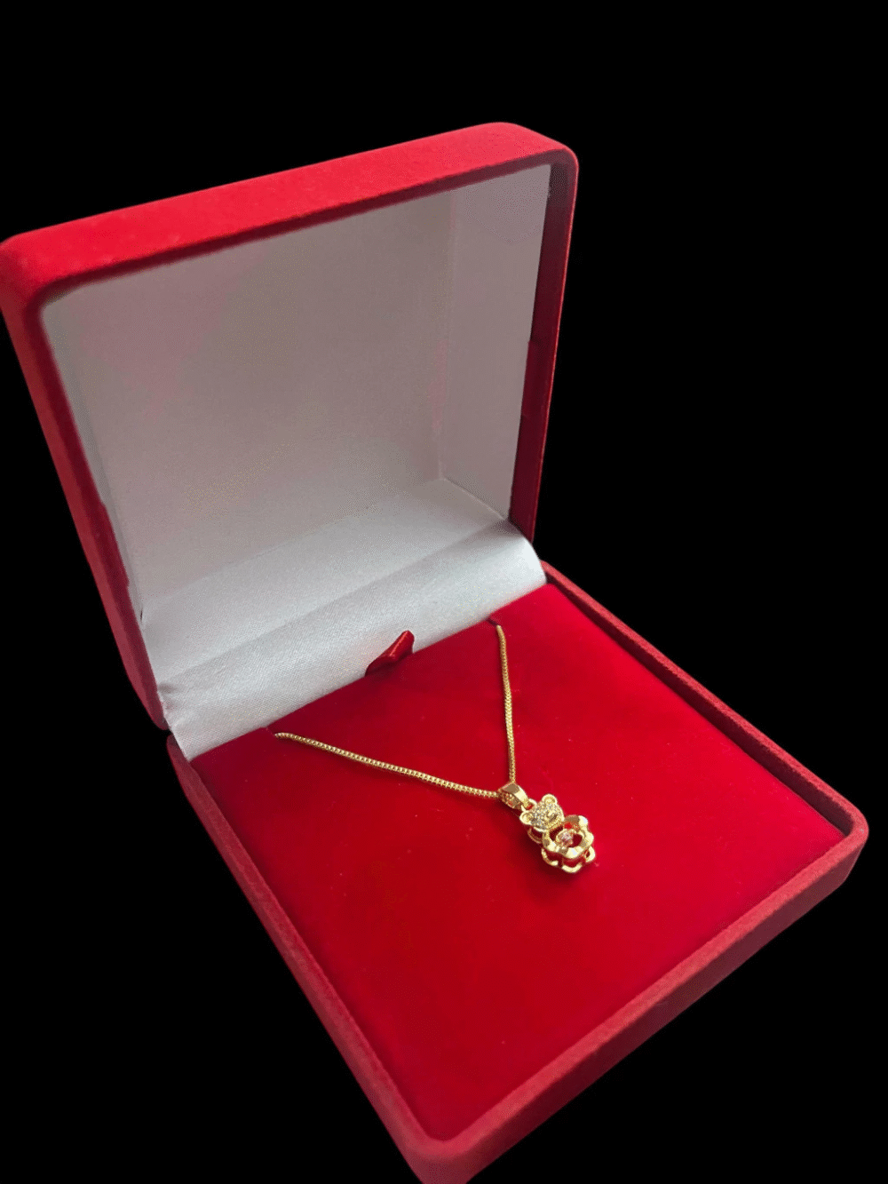 Cordão Feminino 1Mm Ursinho Cravejado - Banhado A Ouro 18K