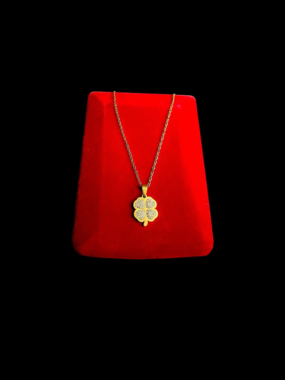 Cordão Feminino 1Mm Trevo Cravejado Banhado A Ouro 18K - Imagem 3