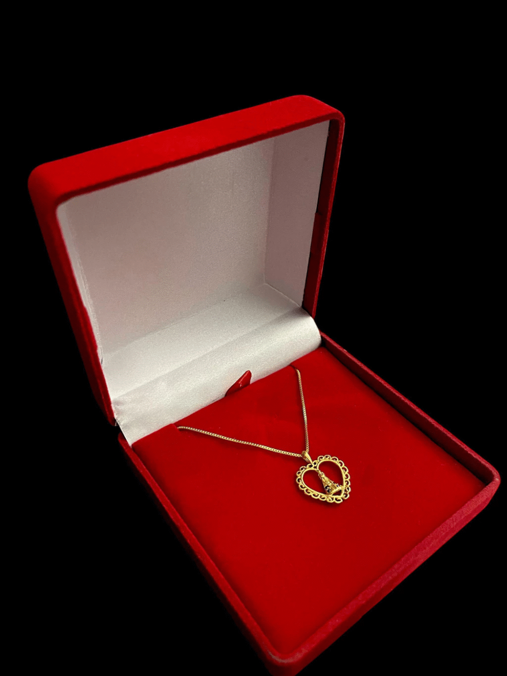 Cordão Feminino 1Mm Nossa Senhora Coração Banhado A Ouro 18K