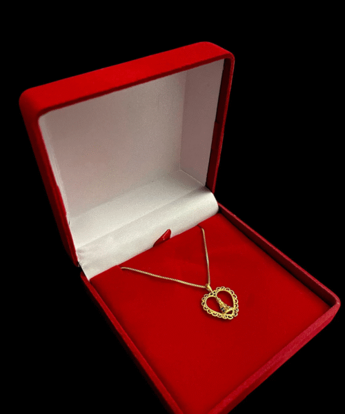 Cordão Feminino 1mm Nossa Senhora Coração Banhado a Ouro 18k