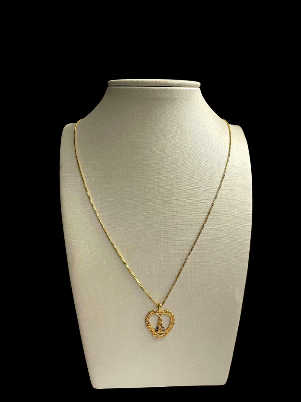 Cordão Feminino 1Mm Nossa Senhora Coração Banhado A Ouro 18K - Imagem 3