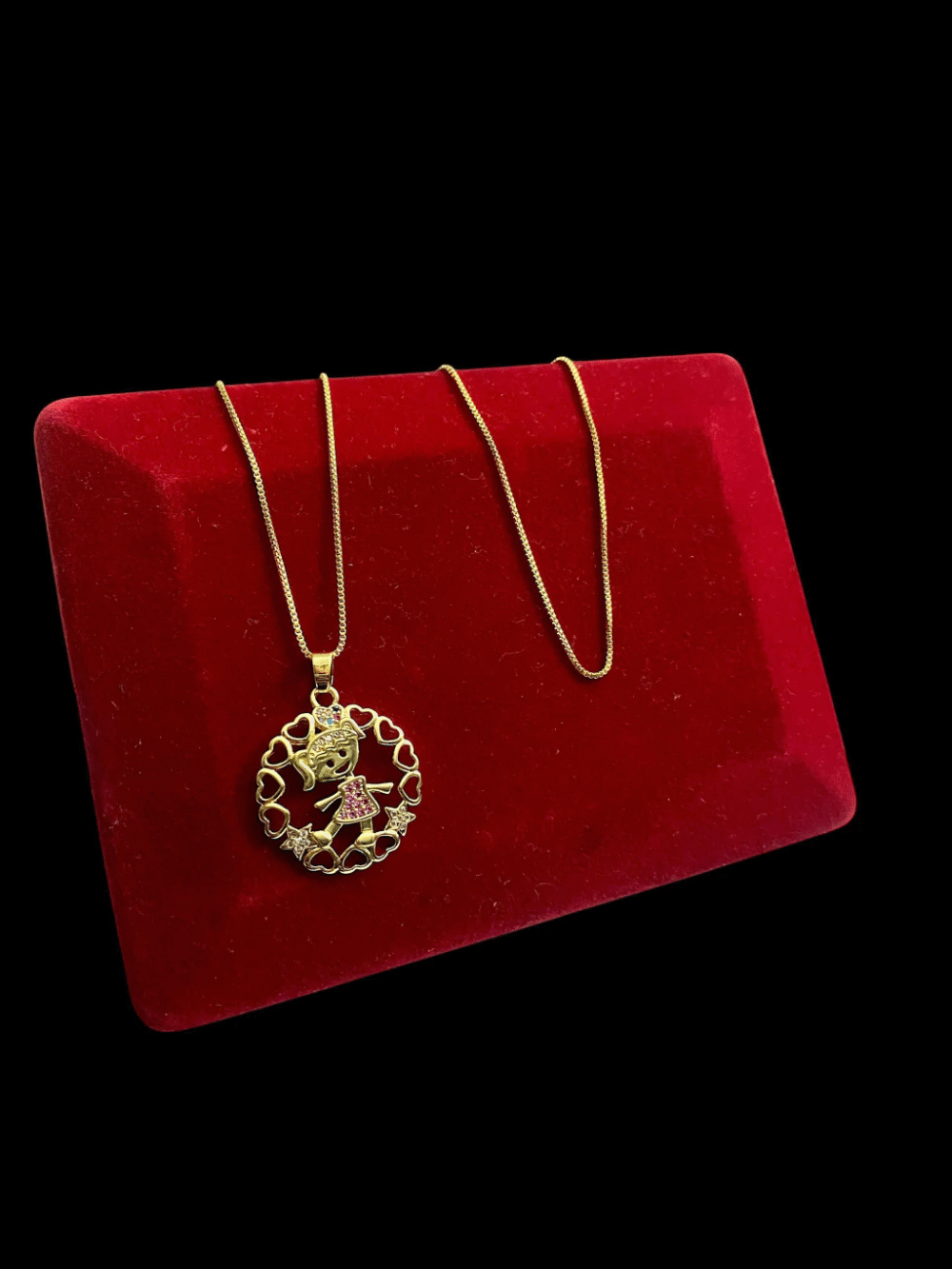 Cordão Feminino 1Mm Menina Arco Coração Banhado A Ouro 18K - Imagem 3
