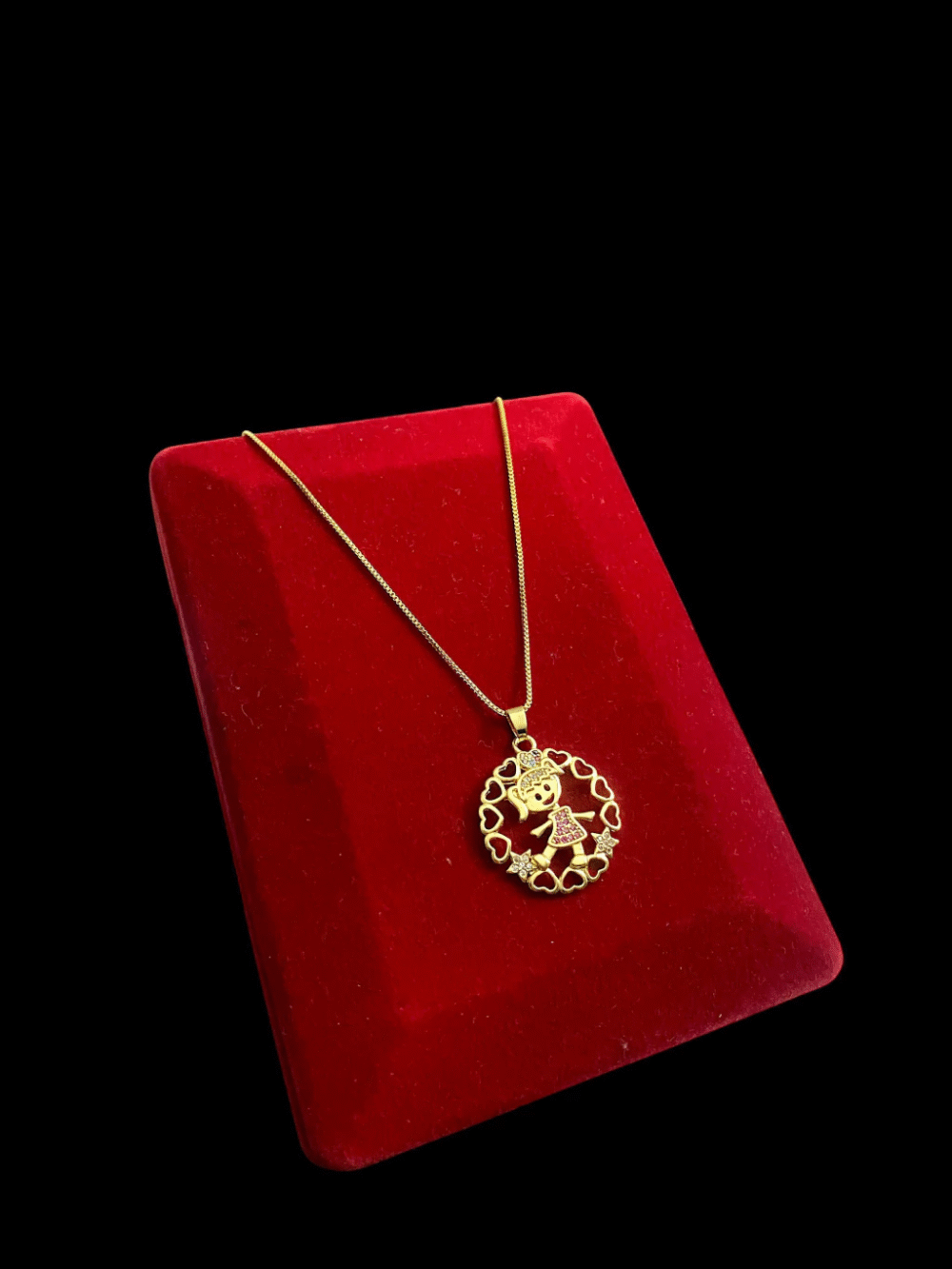 Cordão Feminino 1Mm Menina Arco Coração Banhado A Ouro 18K - Imagem 4