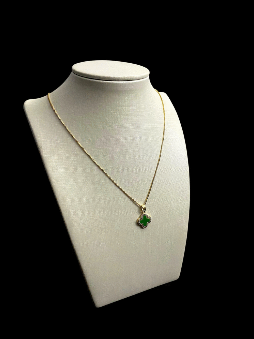 Cordão Feminino 1Mm Flor Verde - Banhado A Ouro 18K - Imagem 3